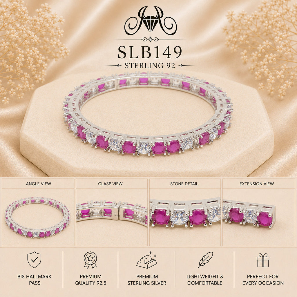 SLB149 sterling silver ladies kada bracelet collage views