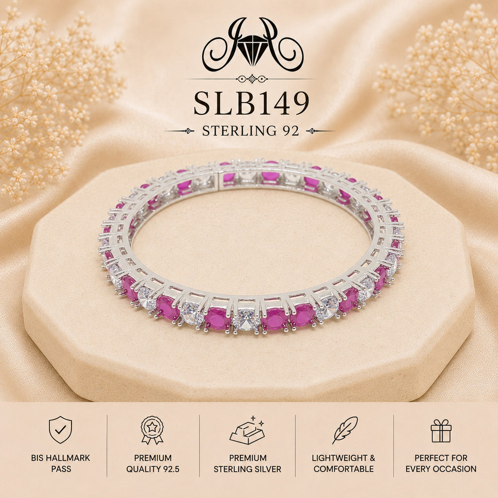 SLB149 sterling silver ladies kada bracelet portrait view