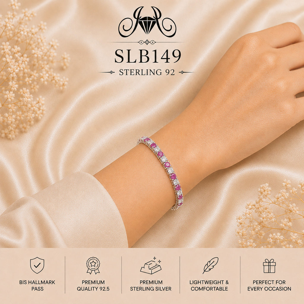 SLB149 sterling silver ladies kada bracelet wearing view