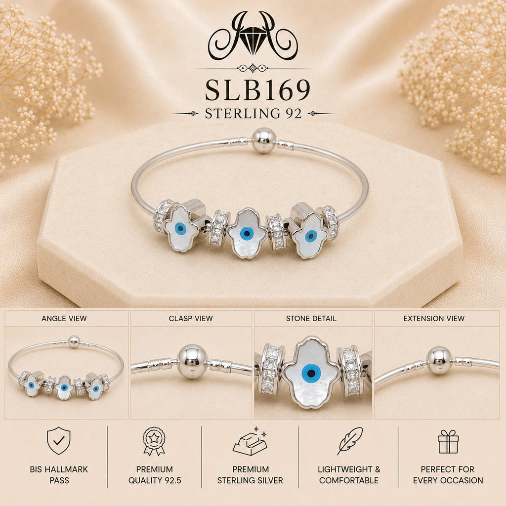 SLB169 sterling silver ladies kada bracelet collage views