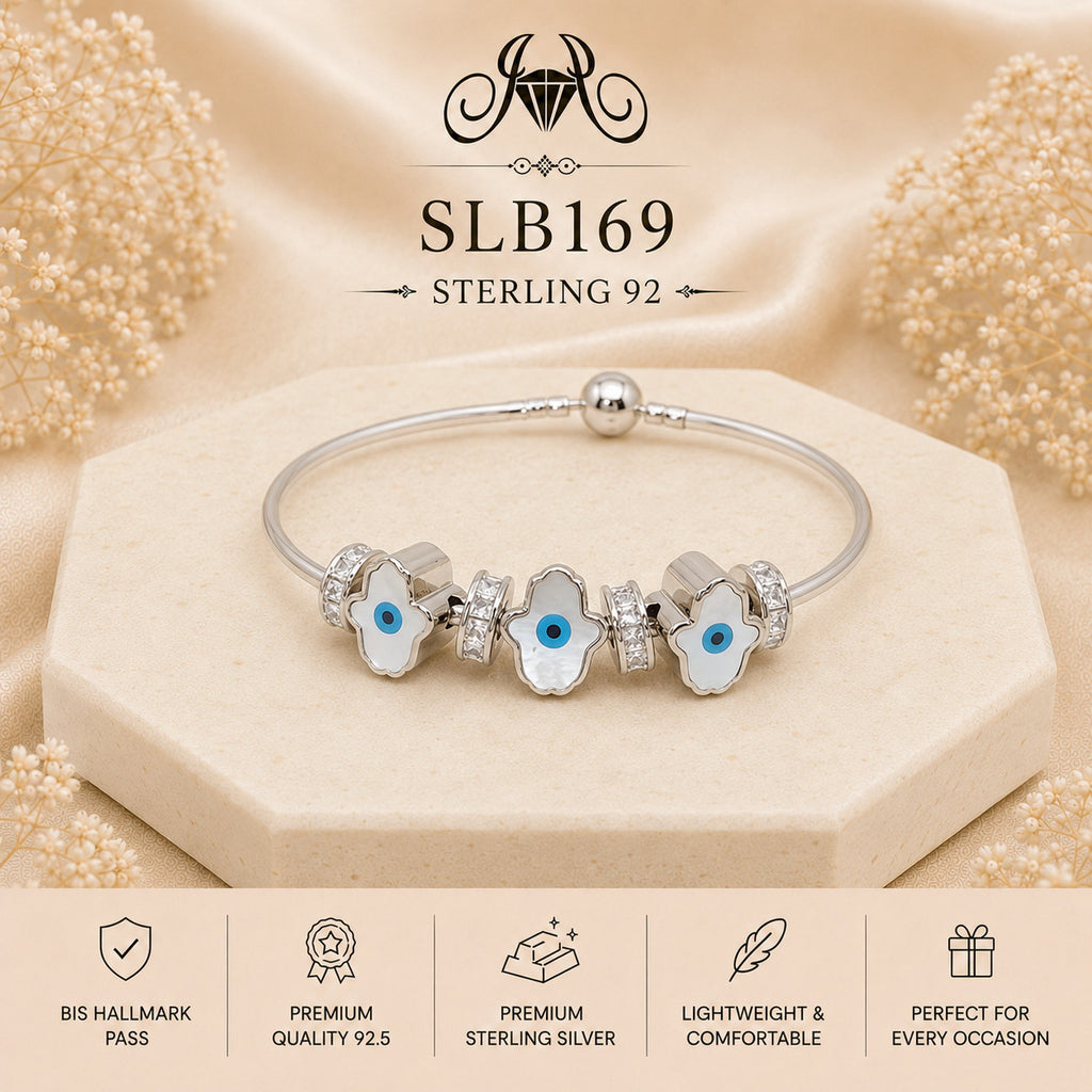 SLB169 sterling silver ladies kada bracelet portrait view