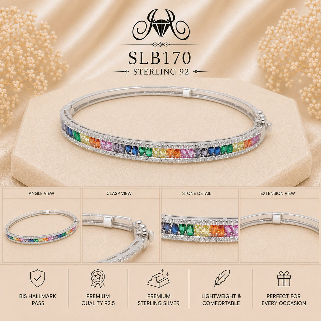 SLB170 sterling silver ladies kada bracelet collage views