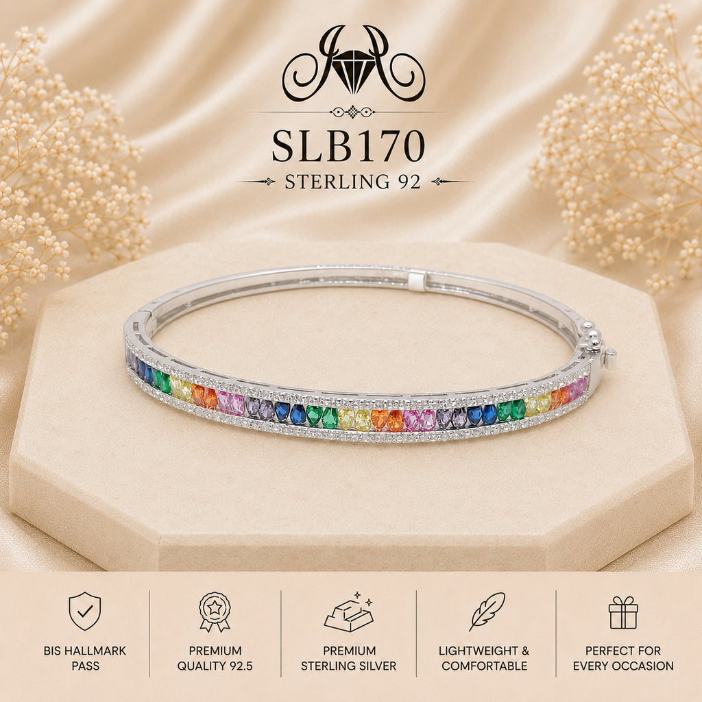 SLB170 sterling silver ladies kada bracelet portrait view