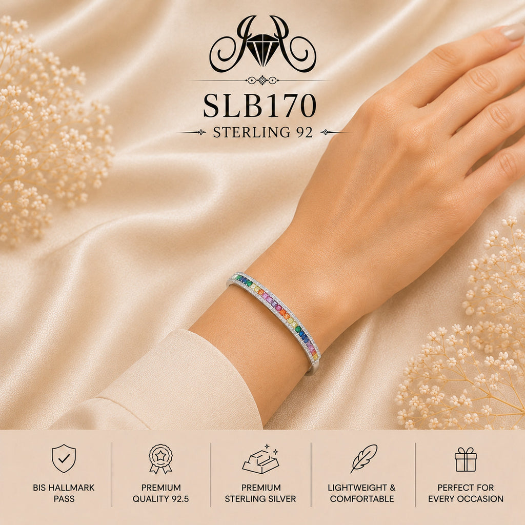 SLB170 sterling silver ladies kada bracelet wearing view