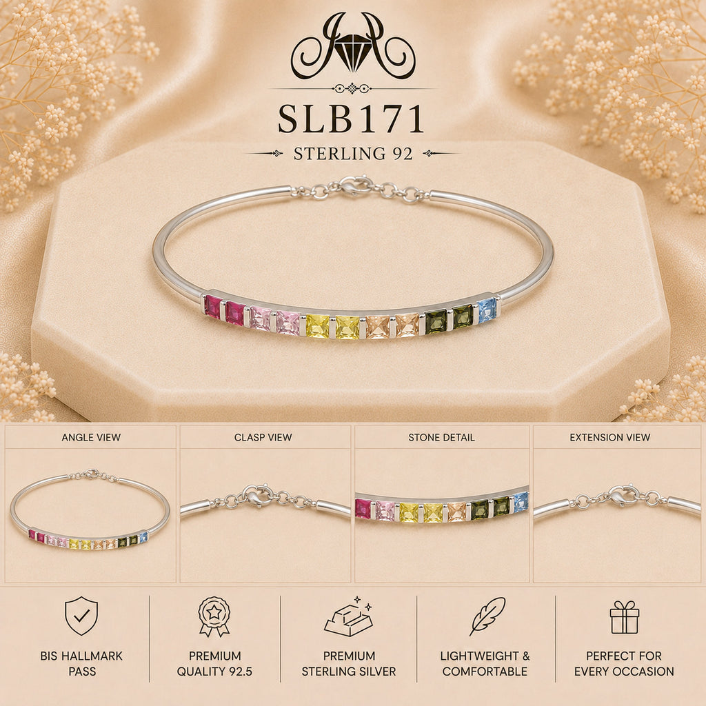 SLB171 sterling silver ladies kada bracelet collage views
