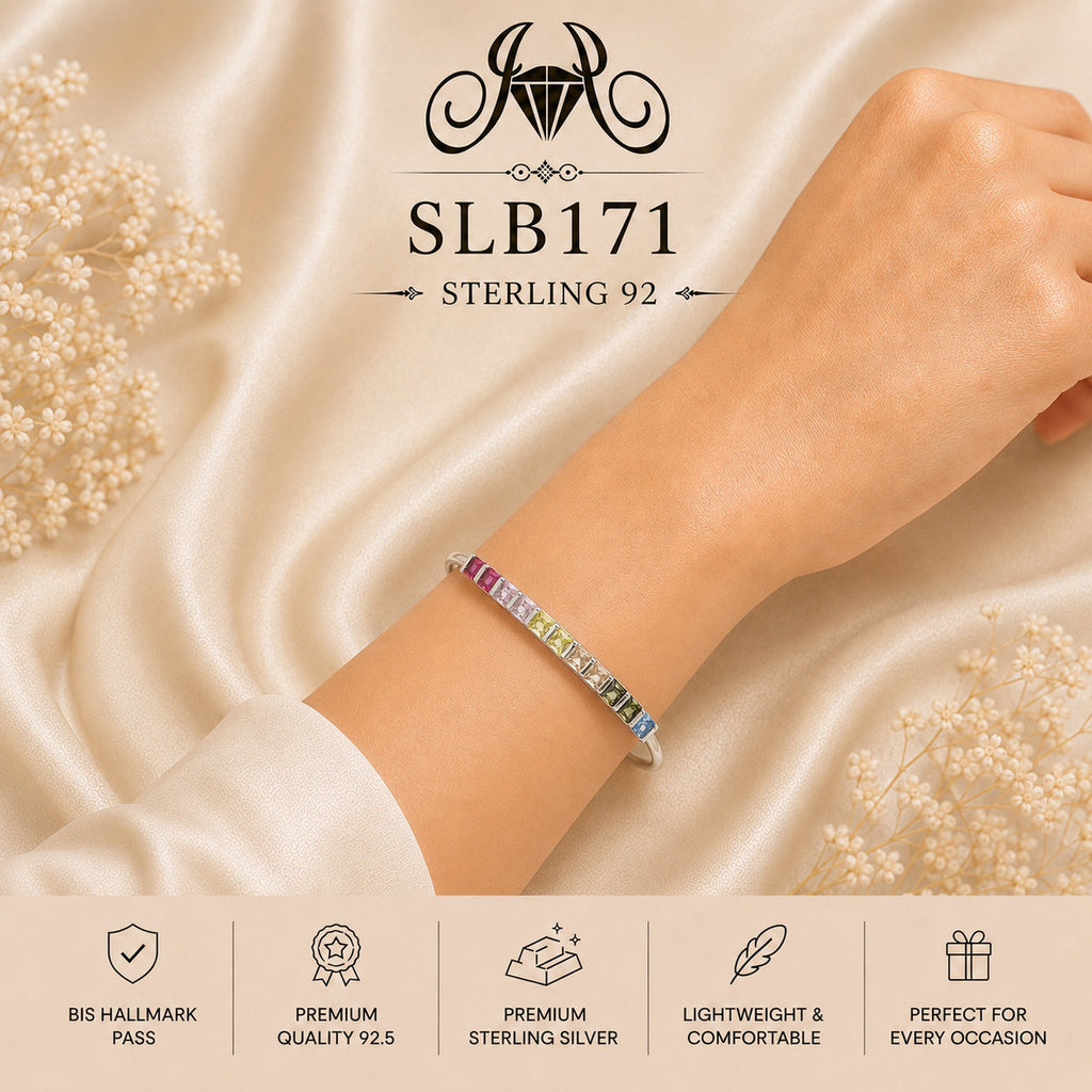 SLB171 sterling silver ladies kada bracelet wearing view
