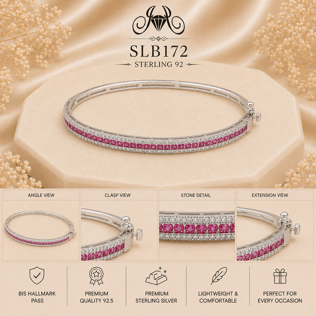 SLB172 sterling silver ladies kada bracelet collage views