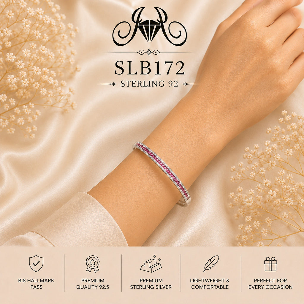 SLB172 sterling silver ladies kada bracelet wearing view