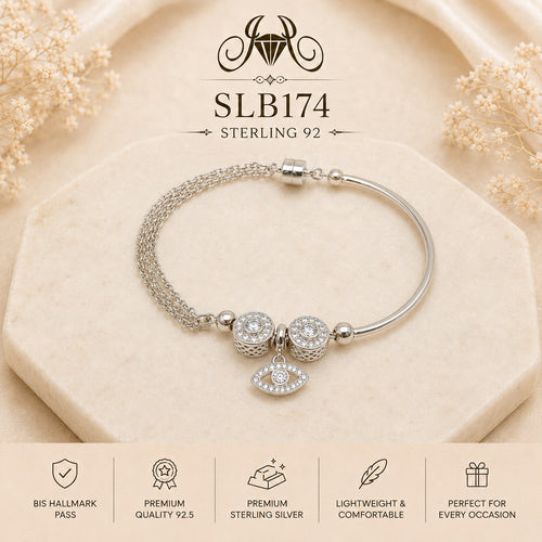 SLB174 92.5 sterling silver ladies chain bracelet portrait