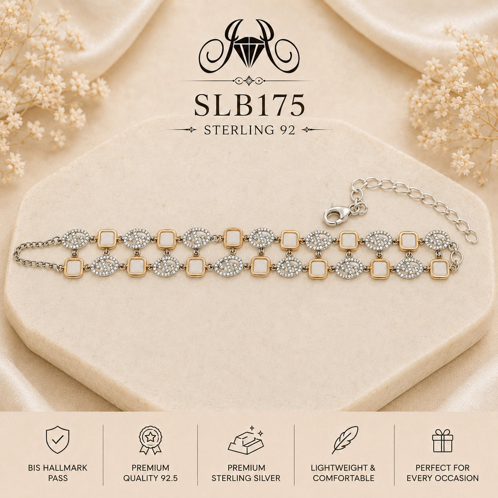 SLB175 92.5 sterling silver ladies chain bracelet portrait