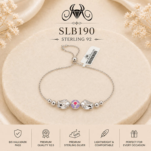 SLB190 92.5 sterling silver ladies chain bracelet portrait