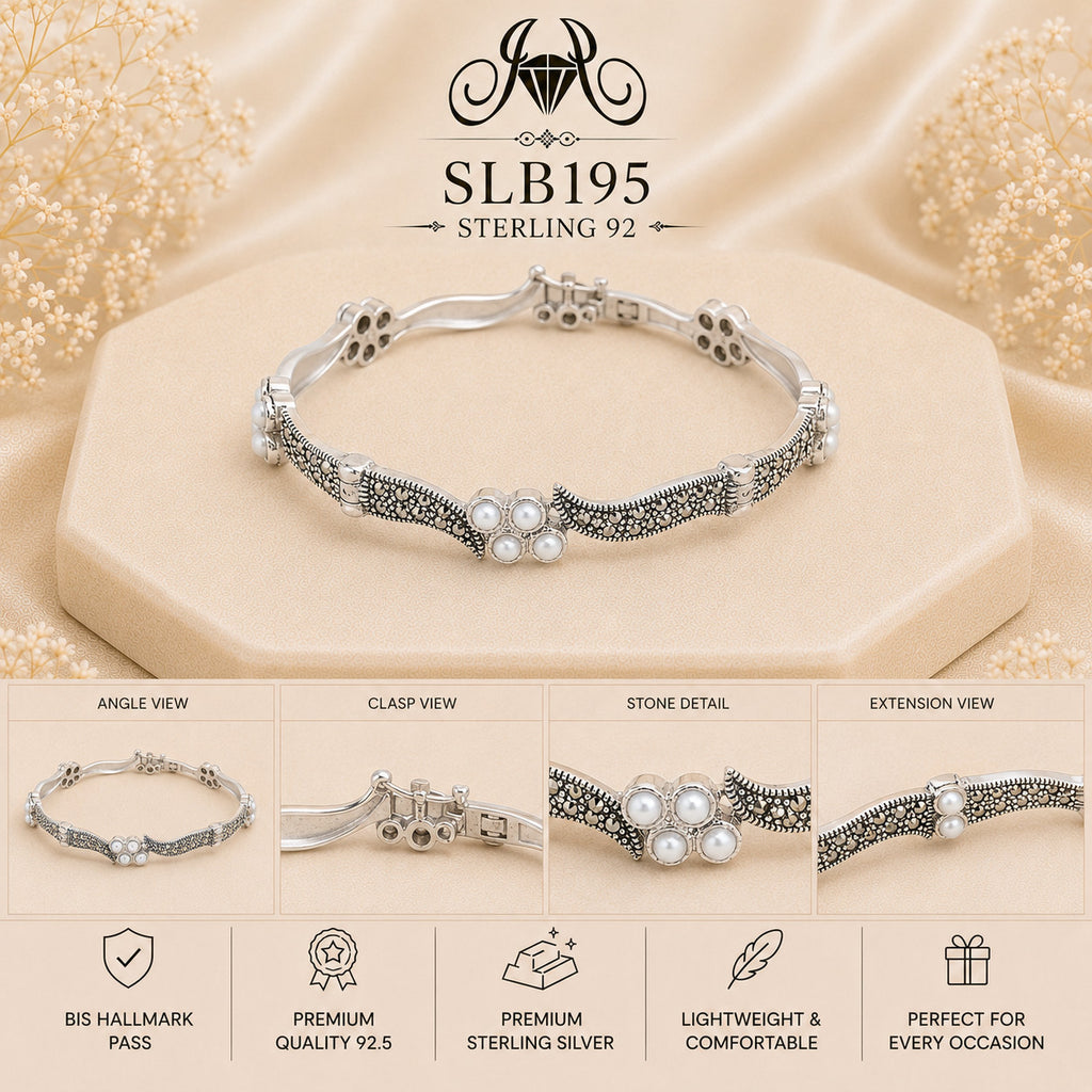 SLB195 sterling silver ladies kada bracelet collage views