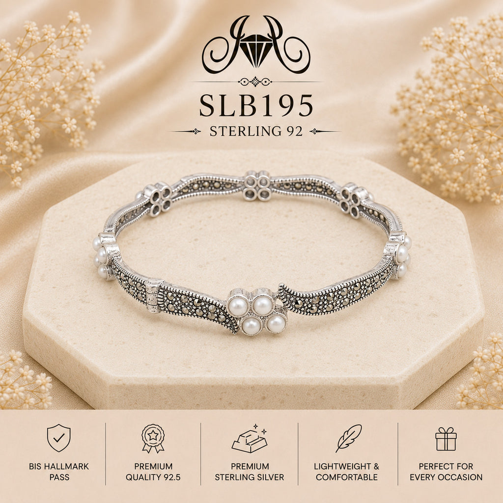 SLB195 sterling silver ladies kada bracelet portrait view