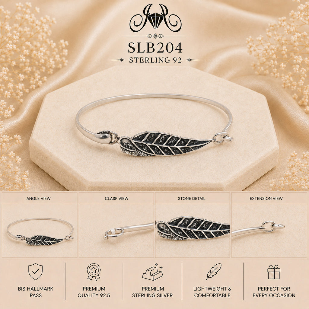 SLB204 sterling silver ladies kada bracelet collage views