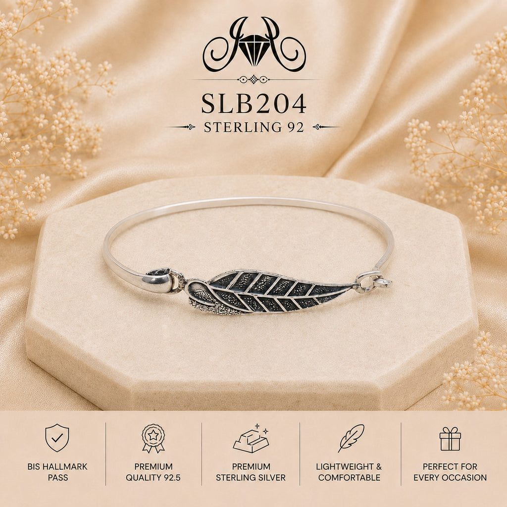 SLB204 sterling silver ladies kada bracelet portrait view