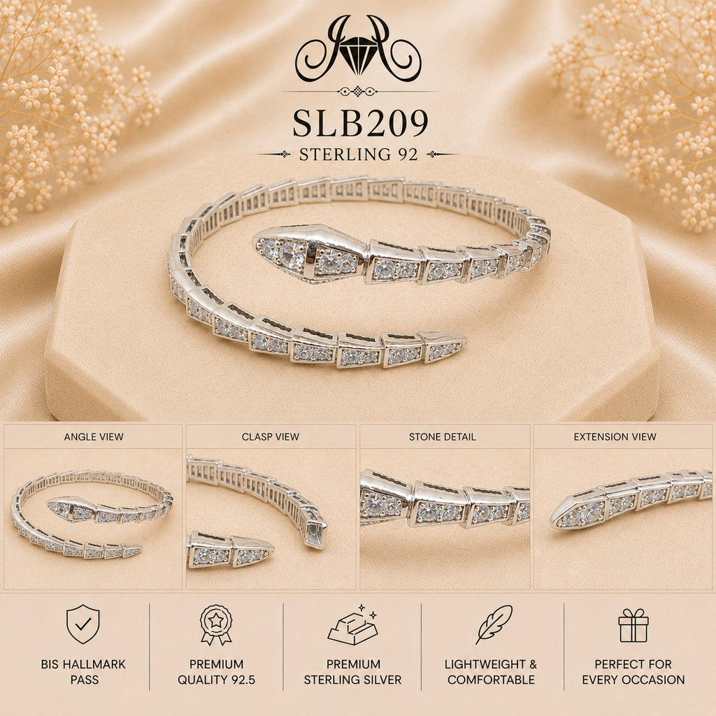 SLB209 sterling silver ladies kada bracelet collage views