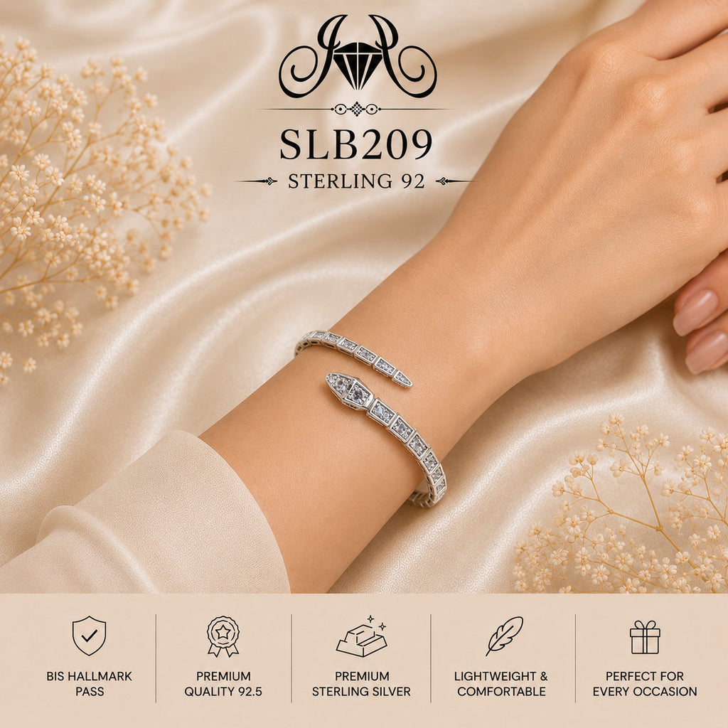 SLB209 sterling silver ladies kada bracelet wearing view