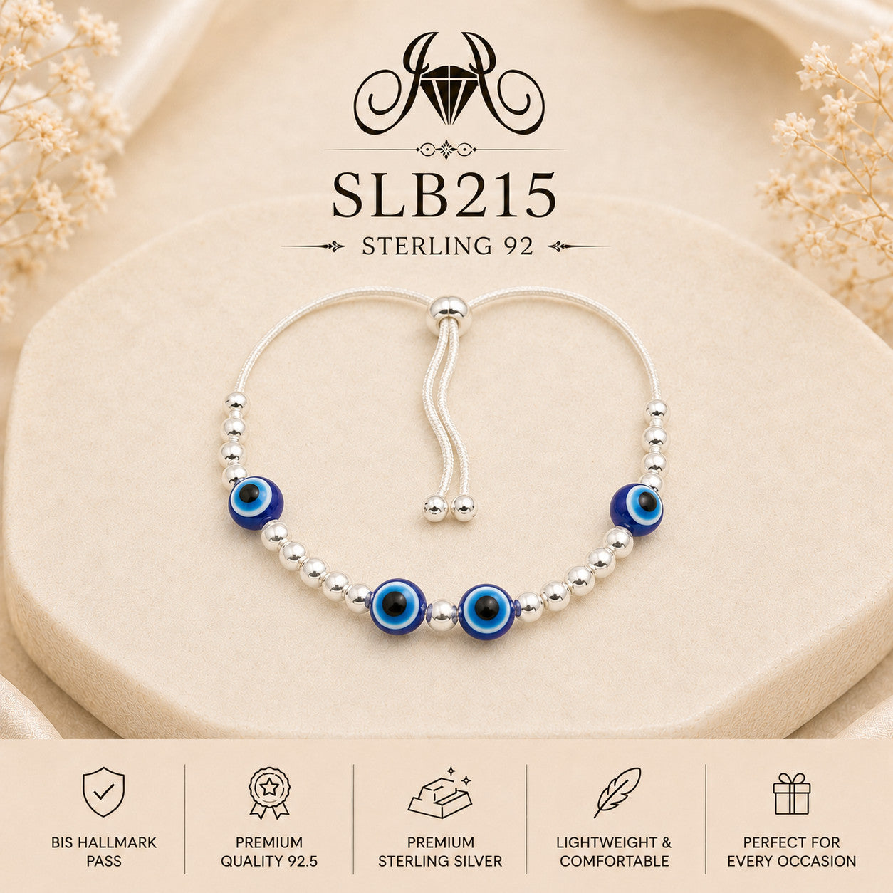 SLB215 92.5 sterling silver ladies chain bracelet portrait