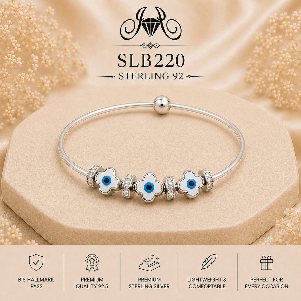 SLB220 sterling silver ladies kada bracelet portrait view