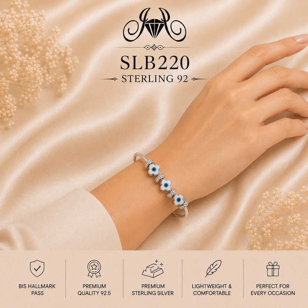 SLB220 sterling silver ladies kada bracelet wearing view