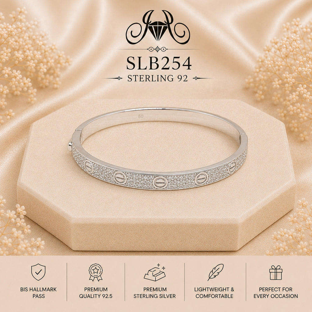 SLB254 sterling silver ladies kada bracelet portrait view