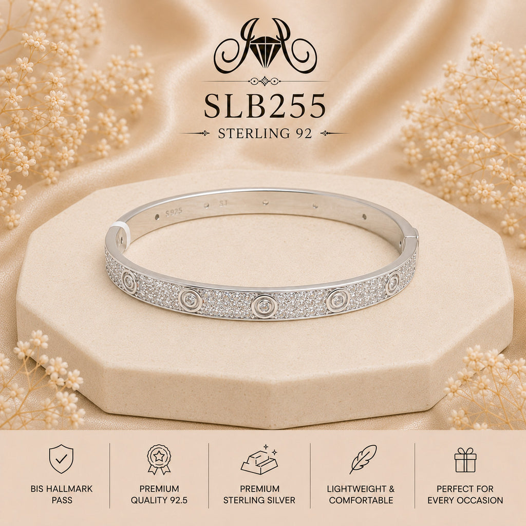 SLB255 sterling silver ladies kada bracelet portrait view
