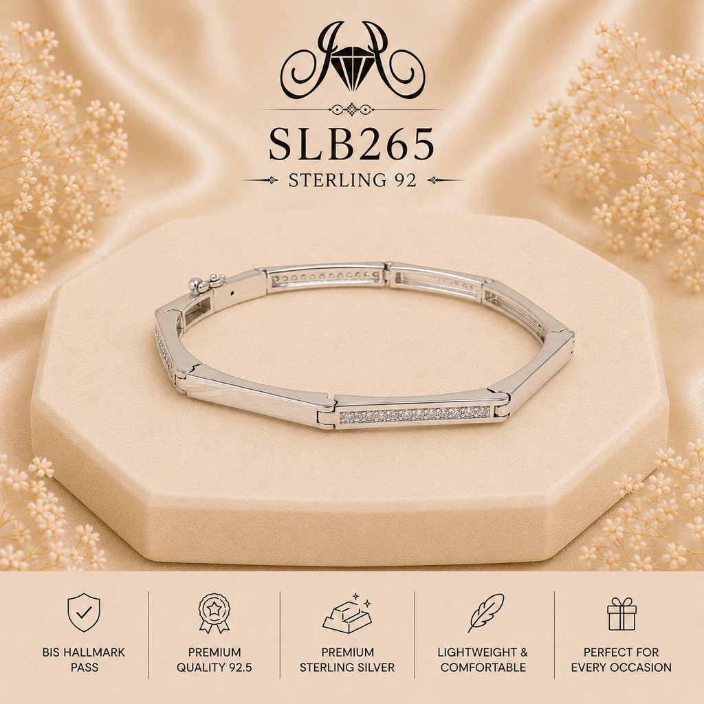 SLB265 sterling silver ladies kada bracelet portrait view