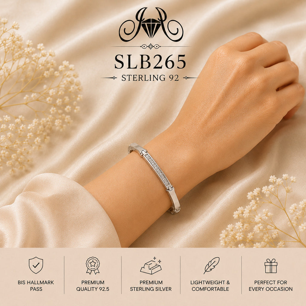 SLB265 sterling silver ladies kada bracelet wearing view