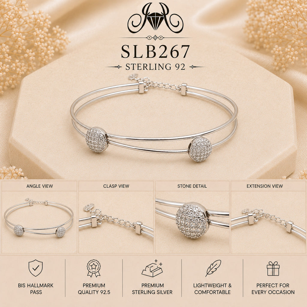 SLB267 sterling silver ladies kada bracelet collage views