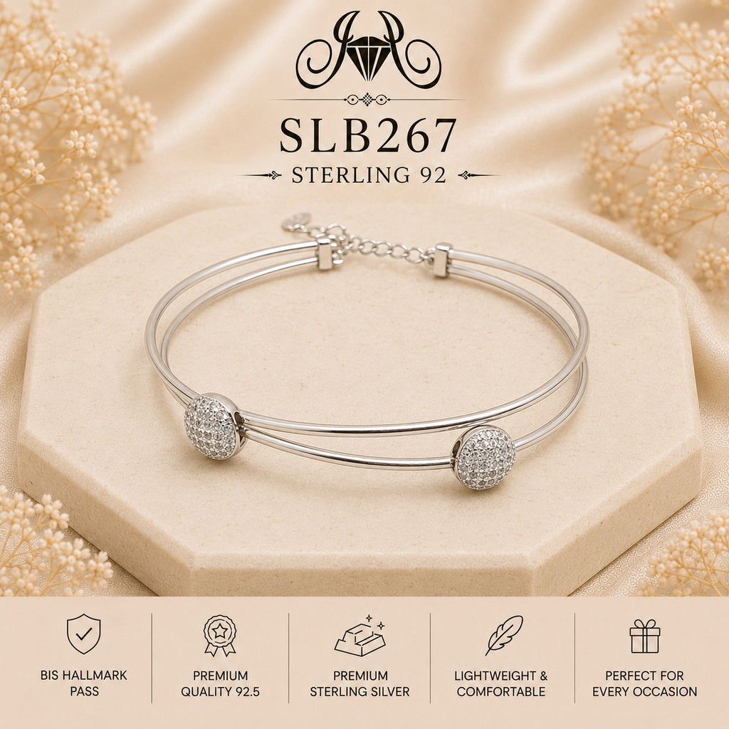 SLB267 sterling silver ladies kada bracelet portrait view