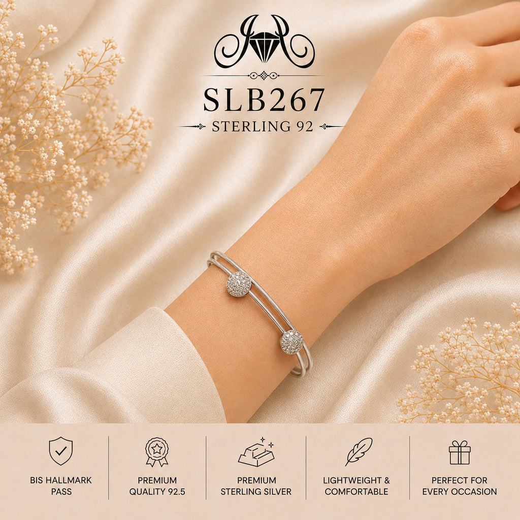SLB267 sterling silver ladies kada bracelet wearing view