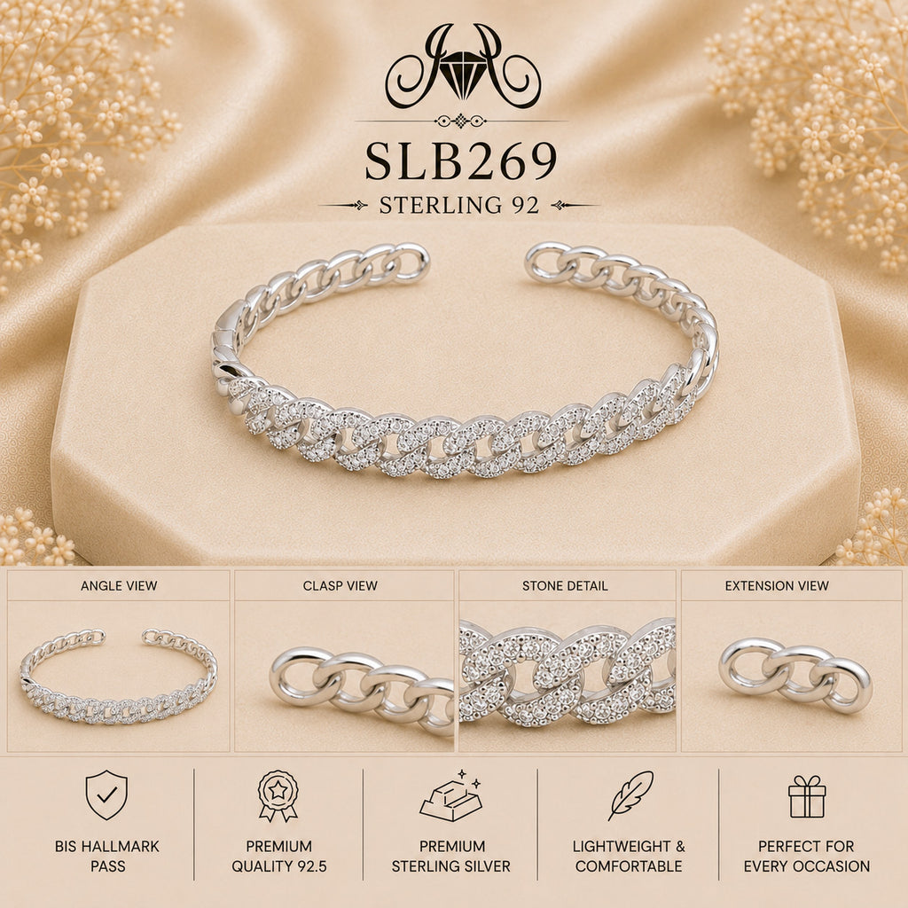 SLB269 sterling silver ladies kada bracelet collage views