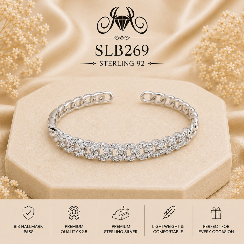 SLB269 sterling silver ladies kada bracelet portrait view