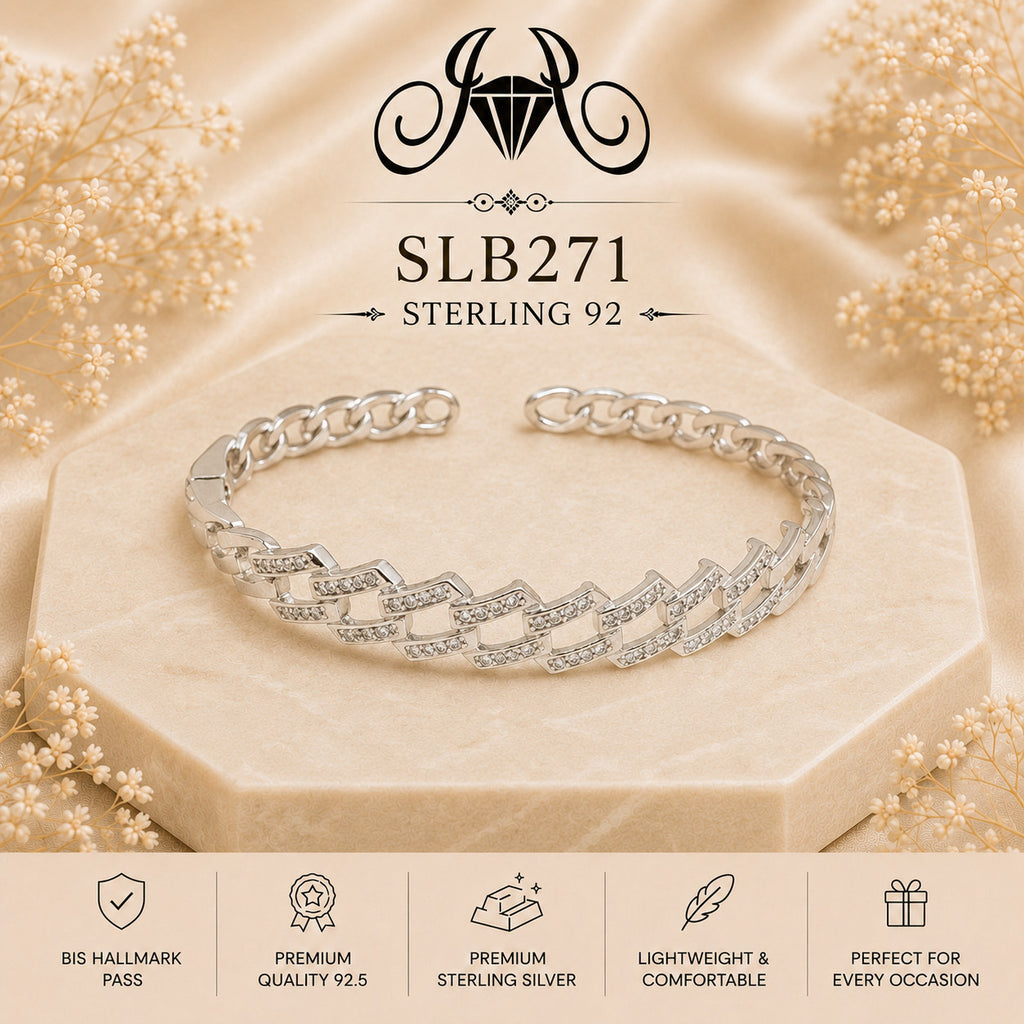 SLB271 sterling silver ladies kada bracelet portrait view