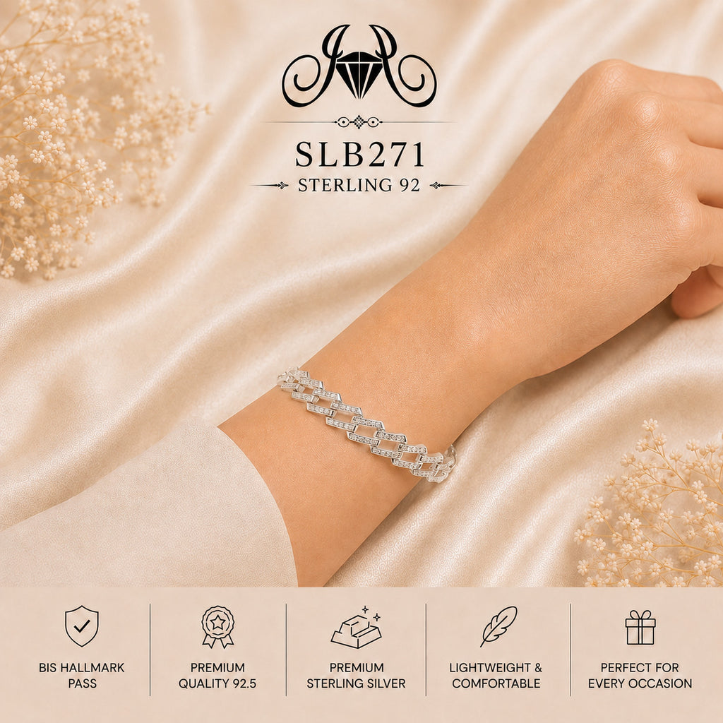 SLB271 sterling silver ladies kada bracelet wearing view