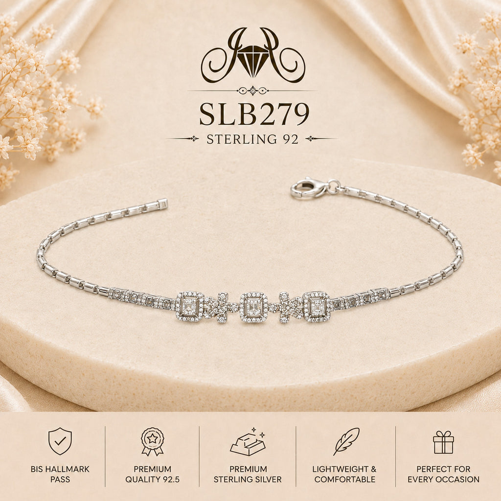 SLB279 92.5 sterling silver ladies chain bracelet portrait