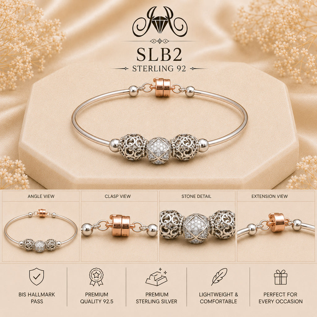SLB2 sterling silver ladies kada bracelet detail views