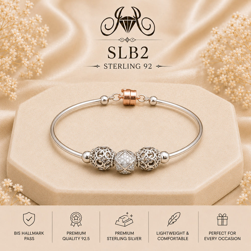 SLB2 sterling silver ladies kada bracelet portrait