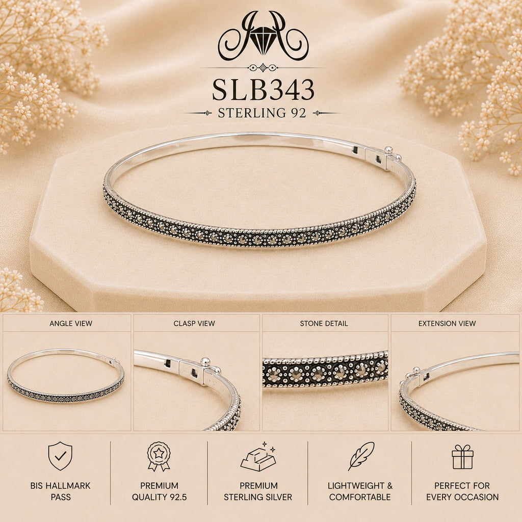 SLB343 sterling silver ladies kada bracelet collage views