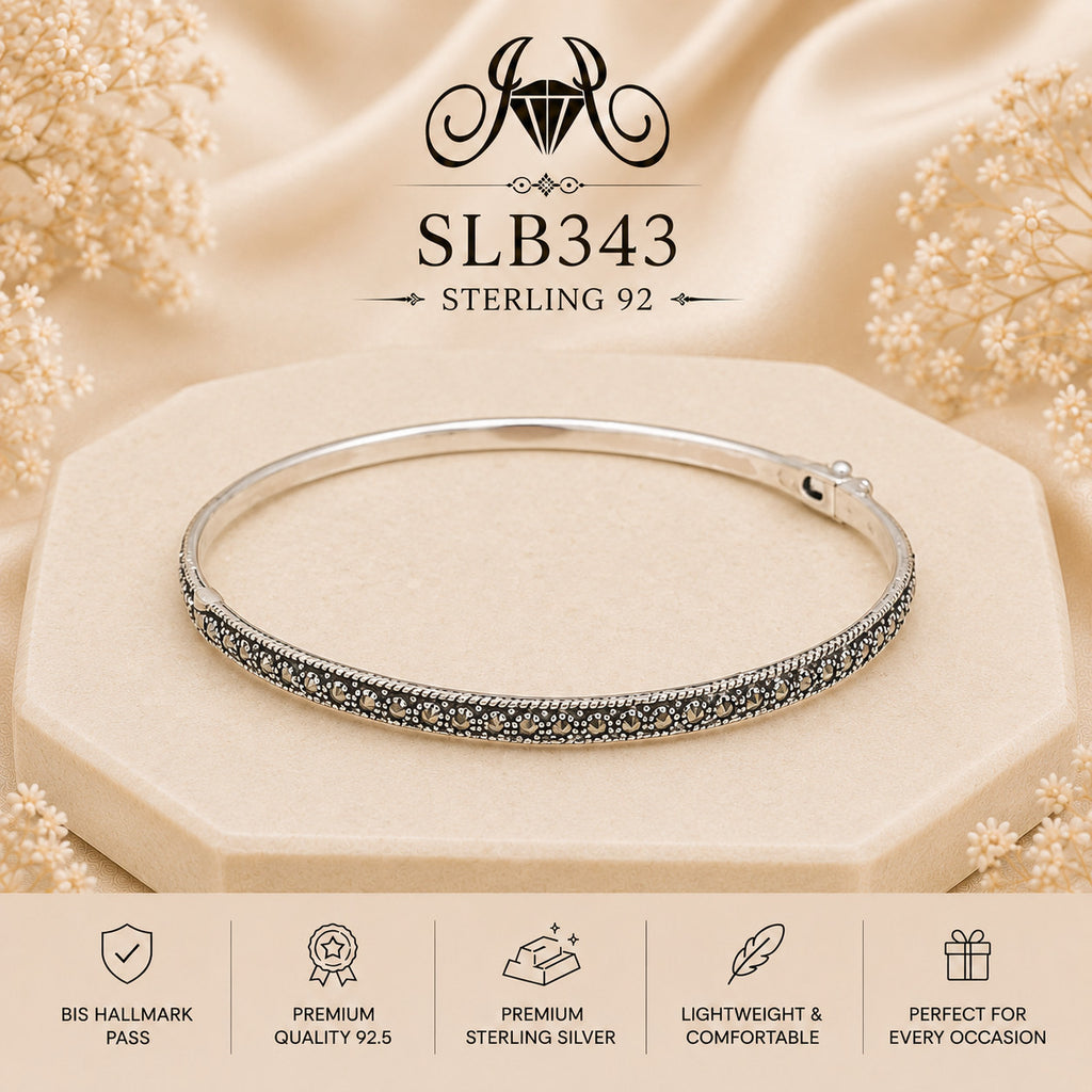 SLB343 sterling silver ladies kada bracelet portrait view