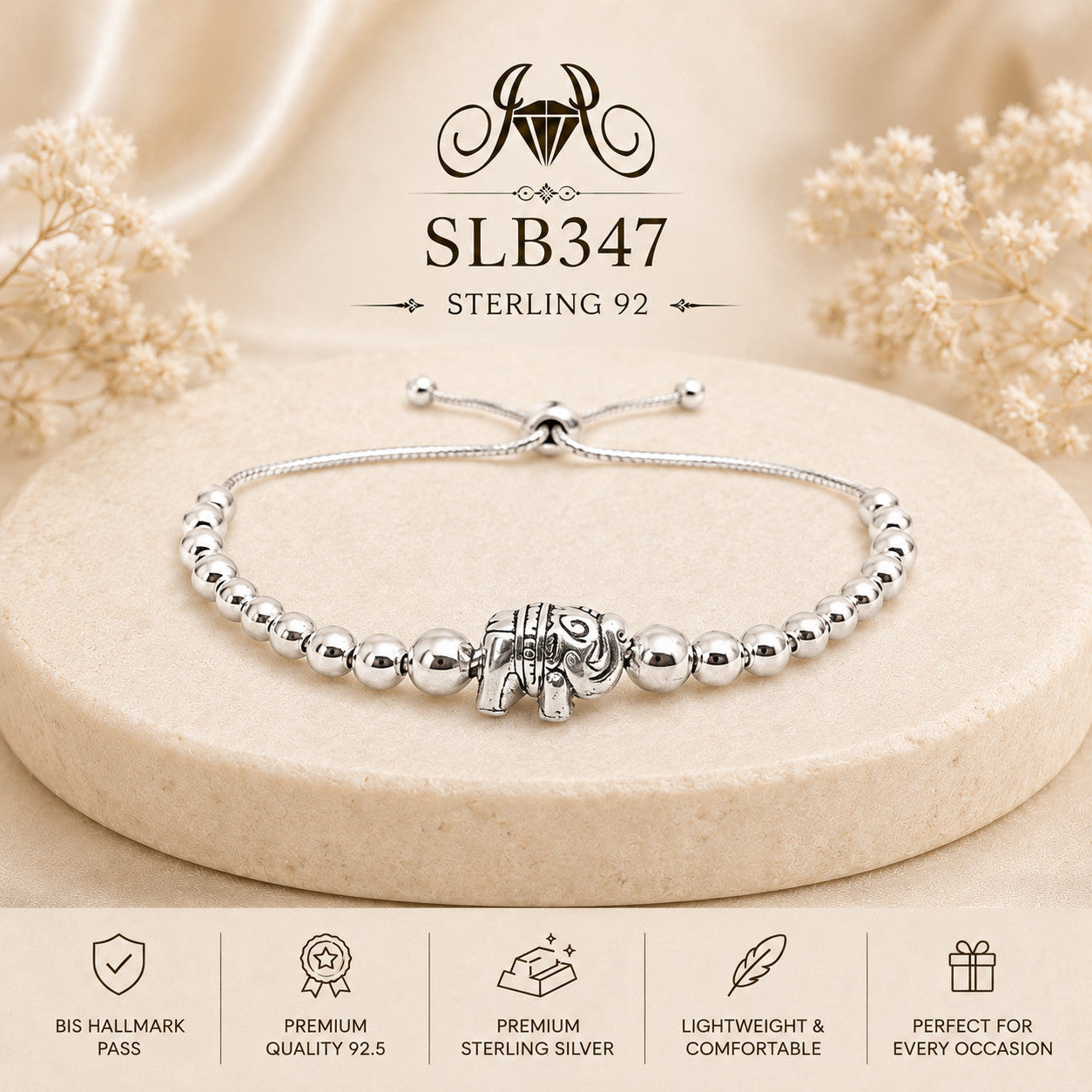 SLB347 92.5 sterling silver ladies chain bracelet portrait