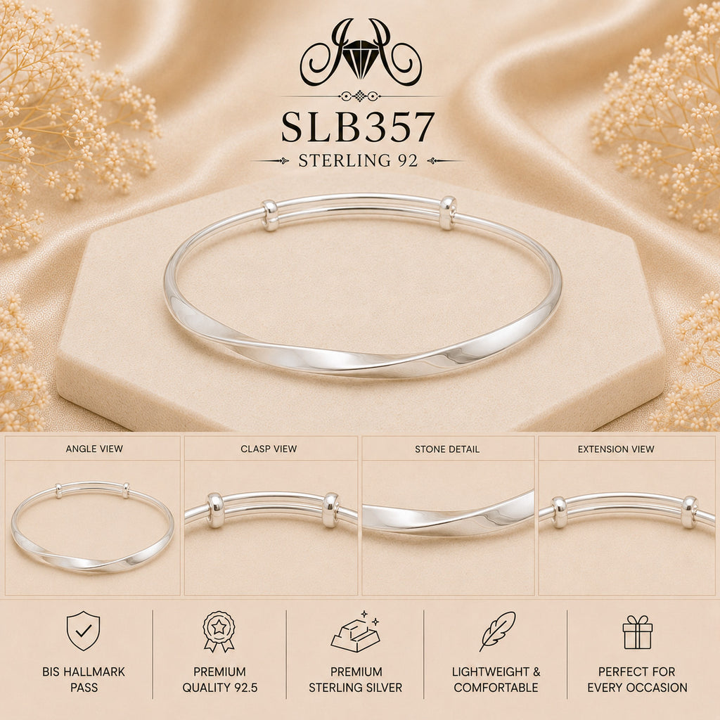 SLB357 sterling silver ladies kada bracelet collage views