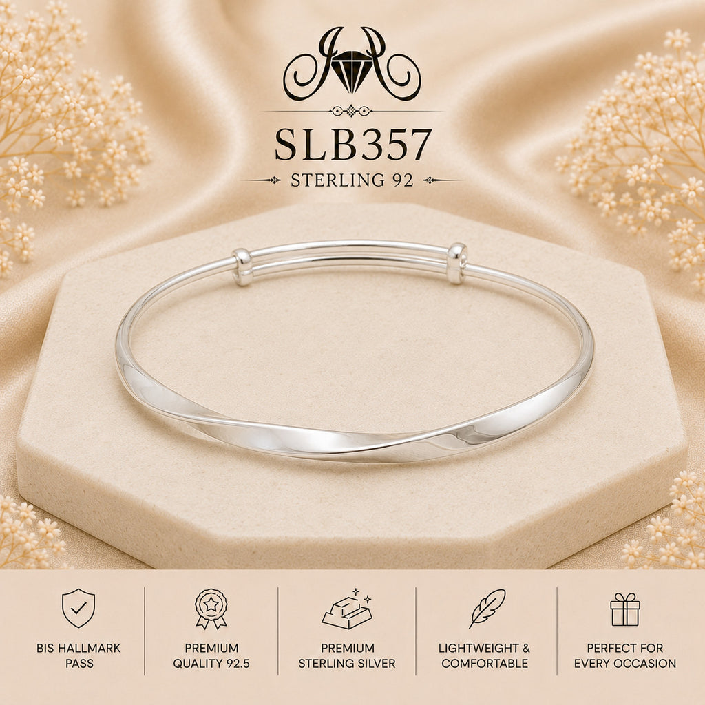 SLB357 sterling silver ladies kada bracelet portrait view