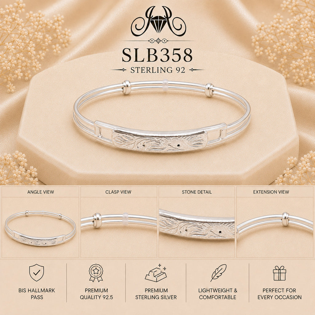 SLB358 sterling silver ladies kada bracelet collage views