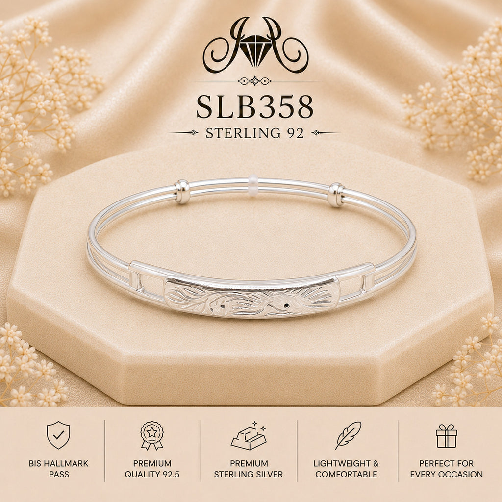 SLB358 sterling silver ladies kada bracelet portrait view