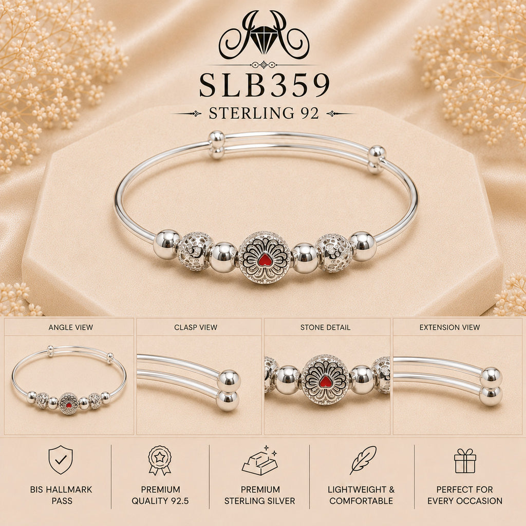 SLB359 sterling silver ladies kada bracelet collage views