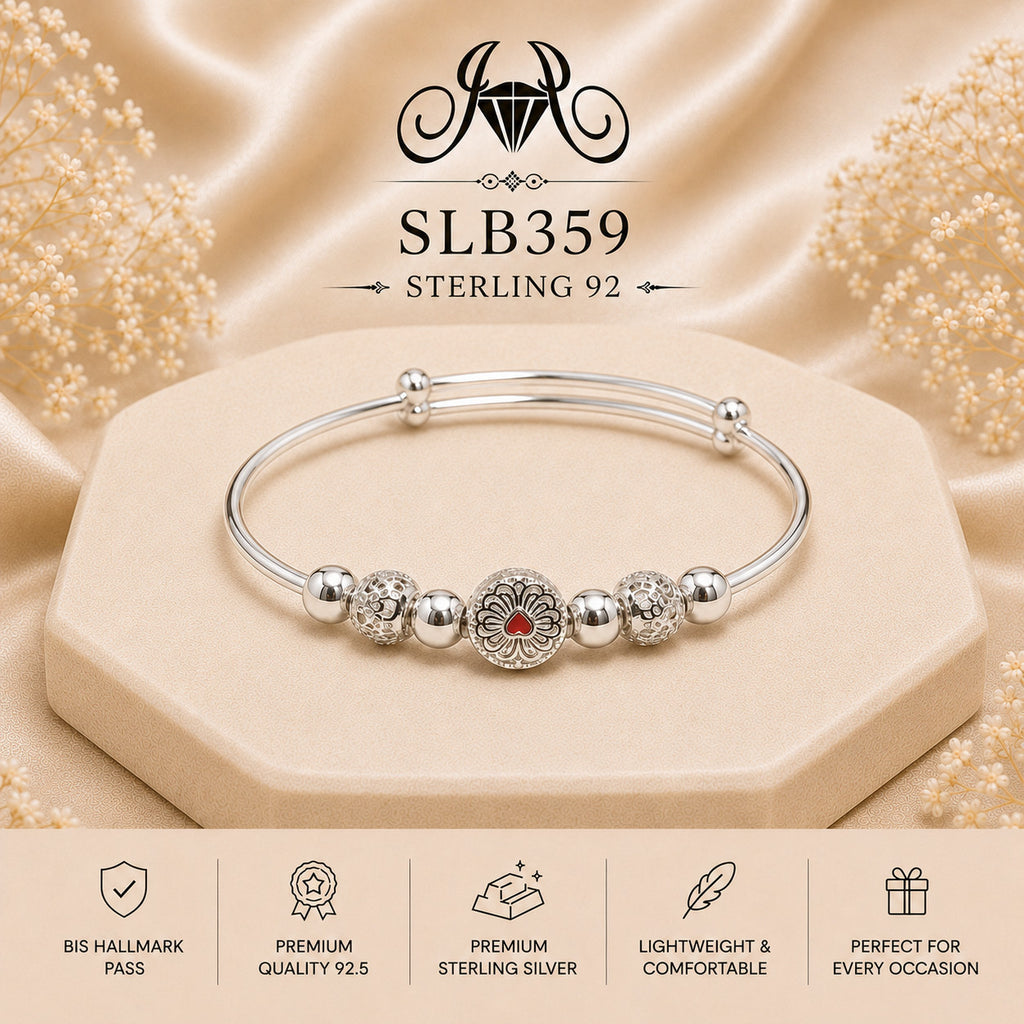 SLB359 sterling silver ladies kada bracelet portrait view