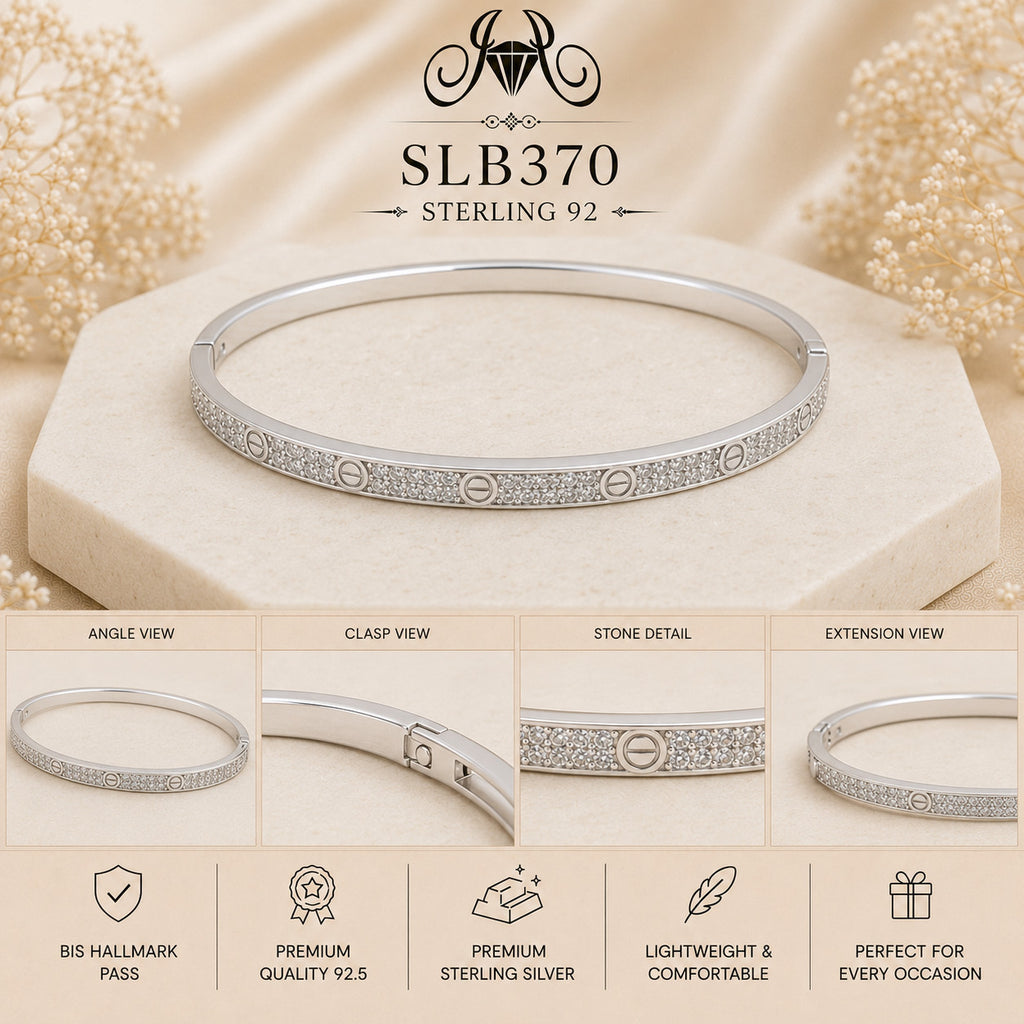 SLB370 sterling silver ladies kada bracelet collage views