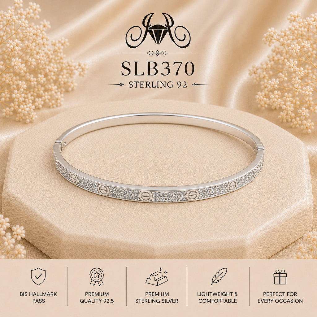 SLB370 sterling silver ladies kada bracelet portrait view