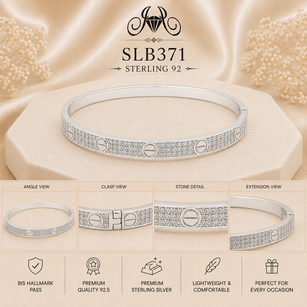 SLB371 sterling silver ladies kada bracelet collage views